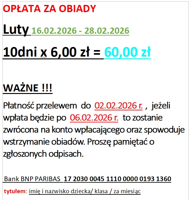 OpŁata za obiady luty